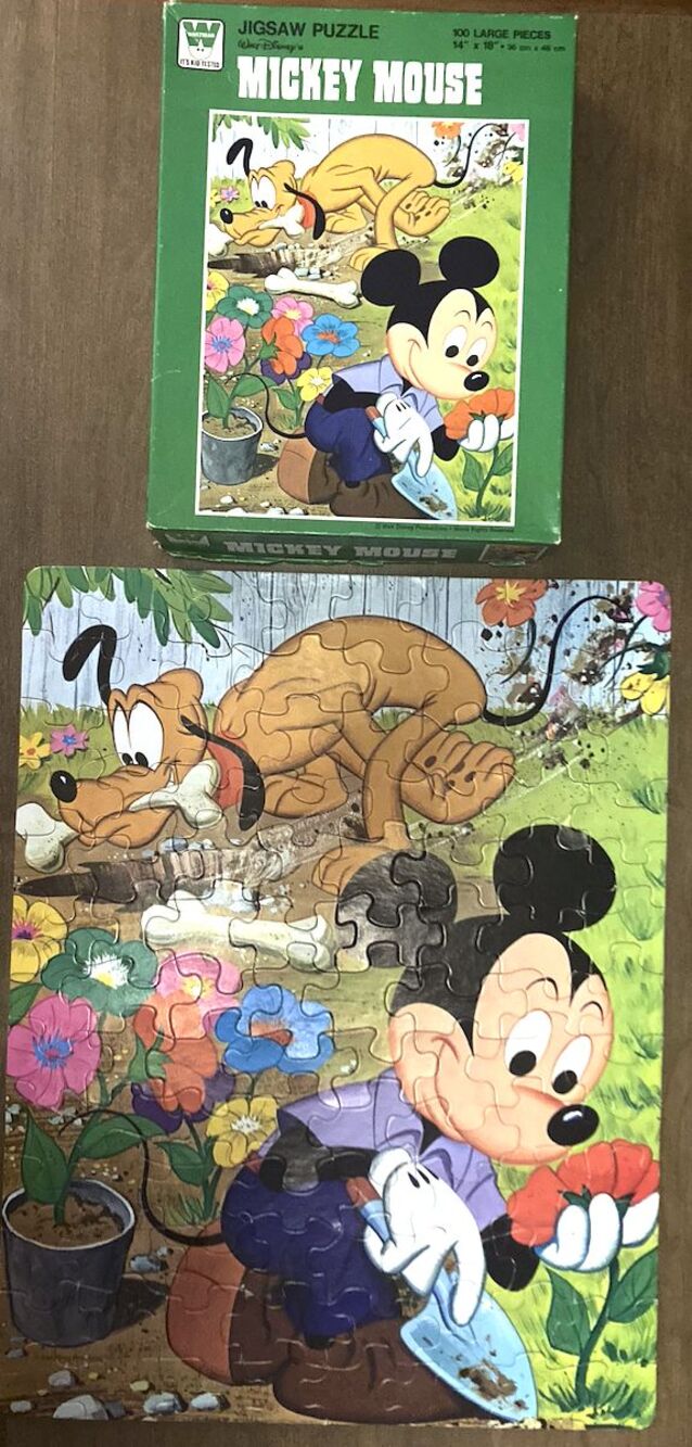 Walt Disney's Mickey Mouse & Pluto Jigsaw Puzzle • Whitman • 100 Pieces 14 x 18